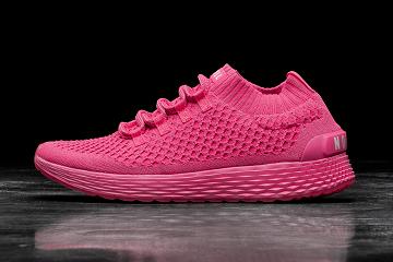 Men's Nobull Neon Reflective Knit Running Shoes Pink | SG E2127B